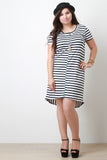 Plus Size Striped Short Sleeve Dress