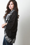 Plus Size Plaid Trim Dolman Cardigan