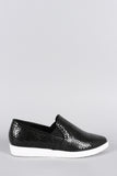 Snake Embossed Pointy Toe Slip On Loafer Flat