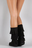 Soda Tiers of Fringe Moccasin Flat Boot