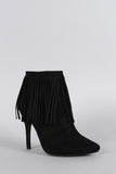 Suede Fringe Pointy Toe Stiletto Booties