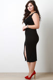 Plus Size Snap Button Midi Dress