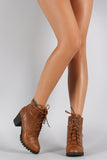 Bamboo Sweater Cuff Combat Lace Up Ankle Boots