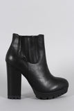 Bamboo Slit Gores Platform Chunky Heel Lug Sole Ankle Boots