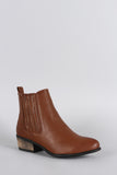 Bamboo Slit Gores Western Burnished Ankle Boots