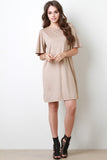 Bell Sleeve Vegan Suede Dress