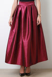 Taffeta Pleated Maxi Skirt