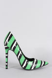 Shoe Republic LA Colorful Snake Pointy Toe Pump