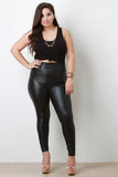 Solid Vegan Leather High Waisted Leggings