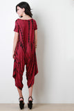 Streak Dye Short Sleeve Harem Jumpsuit