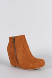 Bamboo Round Toe Wedged Booties