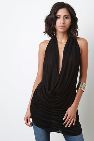 Cowl Neck Halter Sleeveless Dress