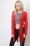 Suede Fringe Long Sleeves Cardigan