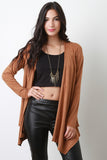 Suede Long Sleeves Drape Front Cardigan