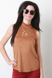 Suede Mock Neck Sleeveless Top