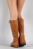 Lace Up Flat Knee High Combat Boot