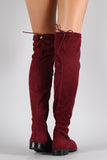 Bamboo Faux Suede Tied Flat Thigh High Boot