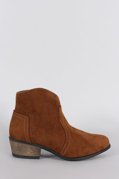 Bamboo Suede Almond Toe Cowgirl Booties