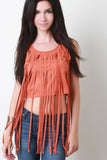 Suedette Long Fringe Crop Top