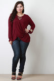 Draped Overlay Round Neck Long Sleeves Top