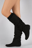 Qupid Suede Slouchy Sweater Knee High Boots