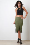 Tulip Fringe Tier Vegan Suede Skirt