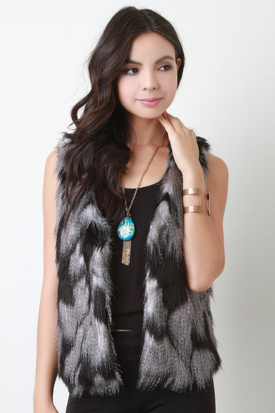 Two Tone Faux Fur Vest