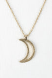 Crystal Edge Crescent Pendant Necklace