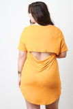 Jersey Knit Open Back Short Sleeves Tunic T-Shirt Dress