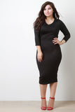 Knotted Back Quarter Sleeves Midi Dress