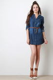 Belted Denim Button-Up Dress