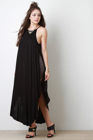 Thin Straps Asymmetrical Hem Maxi Dress