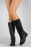 Strappy Buckle Corset Round Toe Riding Knee High Boots