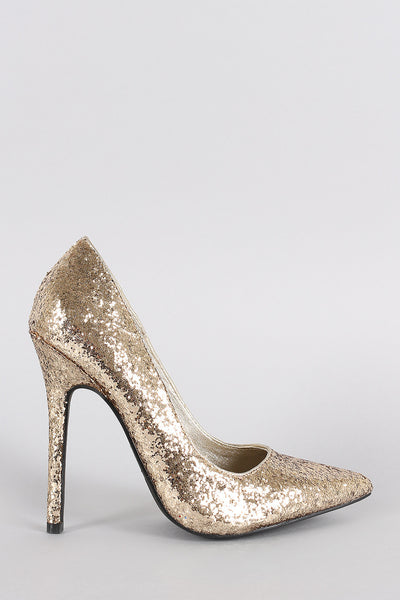 Glitter Pointy Toe Single Sole Stiletto Pump