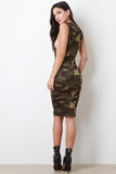 Camouflage Dropped Arm Hole Midi Dress