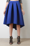 Scuba Pleated High-Low Midi Skirt