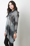Tie Dye Turtleneck Asymmetrical Long Sleeves Sweater Top
