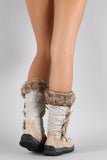 Liliana Faux Fur Cuff Suede Lace Up Mid Calf Snow Boots