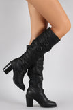 Wild Diva Lounge Strap Up and Buckle Chunky Heel Boots