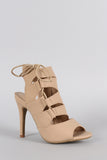 Cutout Corset Lace Up Open Toe Heel