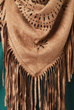 Suede Laser Cut Fringe Triangle Scarf