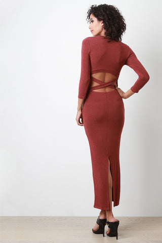 Cutout Back Sweater Midi Dress