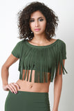 Fringe Short Sleeves Crop Top