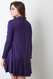 Mock Neck Long Sleeve Shift Dress