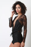 Semi-Sheer Floral Lace Romper