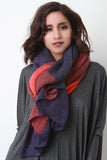 Muted Multicolor Plaid Thin Knit Scarf