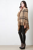 Large Grid V-Neck Poncho