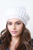 Rib Knit Pom Pom Beanie