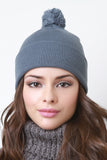 Pom Pom Thin Ribbed Beanie