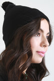 Pom Pom Thin Ribbed Skull Cap